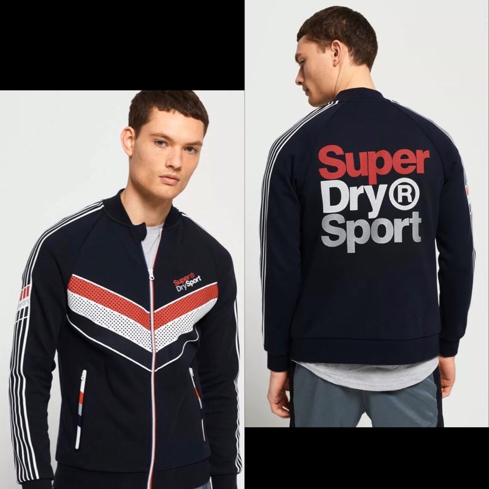 Superdry Athletico Track Jacket Top, Navy NWT MENS